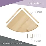 Anika Living Wooden Floating Corner Shelf 28.5cm Pine Ready to Paint Brackets view 6