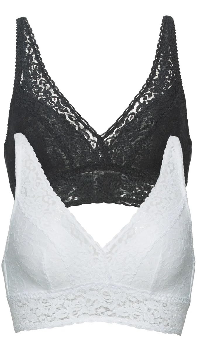 Photo 1 of Felina Womens 2 Pack Lightweight Signature Stretch Lace Bralette (US, Alpha, X-Large, Regular, Regular, Black/White)