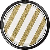 Creative Converting 317547 8-Count Sturdy Style 7-Inch Paper Dessert Plates, Black and Gold, 7"