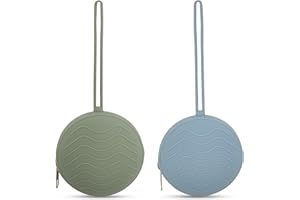 HippoBaby Silicone Pacifier Holder Case 2-Pack – BPA-Free, Food-Grade Silicone – Zippered Travel Pacifier Organizer – Portable Baby Case for Pacifiers, Teethers & Essentials – Dishwasher Safe