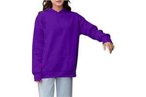 Plus Size Hoodies for Women Casual Drawstring Hooded Sweatshirt Plain Long Sleeve Pullover Tops Cute Fall Clothing