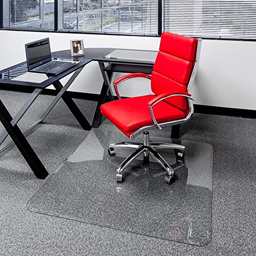 Clearly Innovative Glass Chair Mat with Beveled Edge, 36" x 46", 1/4" Thick Clear Tempered Glass with Easy Roll Beveled Edges | Protect Your Home or Office Floor