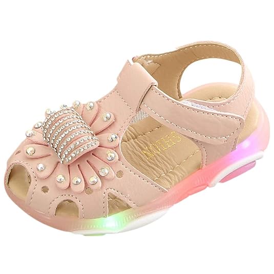 Dorical Sandalen für Baby Mädchen - LED Light Luminous Sandalen -Blume Kristall Prinzessin Leuchtend für Kinder Rutschfester 