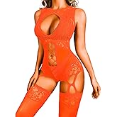 EHSUYAB Women Body Stockings Sexy, Exotic Dancer Fishnets Lingerie Glow Party, Fishnet Bodysuit Rave Outfits Club Plus Size