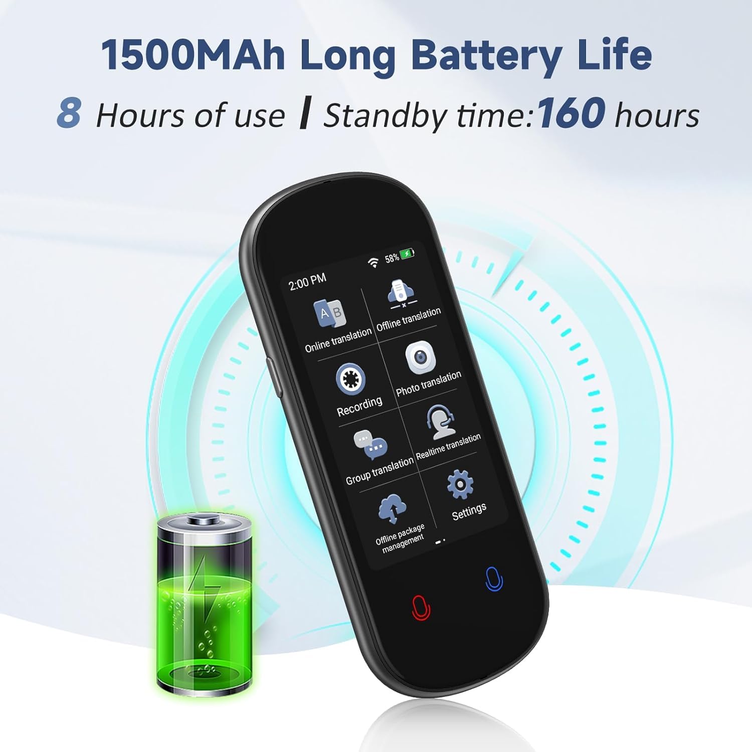 Language Translator Device, Two Way Real-Time Voice Translation, Support 137 Languages, Accurate Offline&Recording&Photo Instant Translation with 3” HD Inch Touch Screen for Learning Travel Business