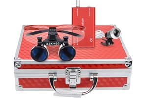GLOBAL-DENTAL Global 2.5X Loupes Glass + Head Lamp + Aluminum Box Red