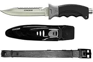 Cressi Borg, Long Blade Knife for Diving and Spearfishing Knife - Pointed & Blunt Tip