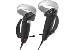 ZYBER Rechargeable Controller Grips for Meta Quest 2 Accessories, Silicone Controller Cover with Reachargable Batteries and Charging Cable Black