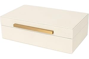 XIGEXIGE Beige Shagreen box Faux Leather Decorative Boxes,Keepsake And Memory Storage Decorative Boxes with Lids for Modern Home Decor Jewelry Box Organizer