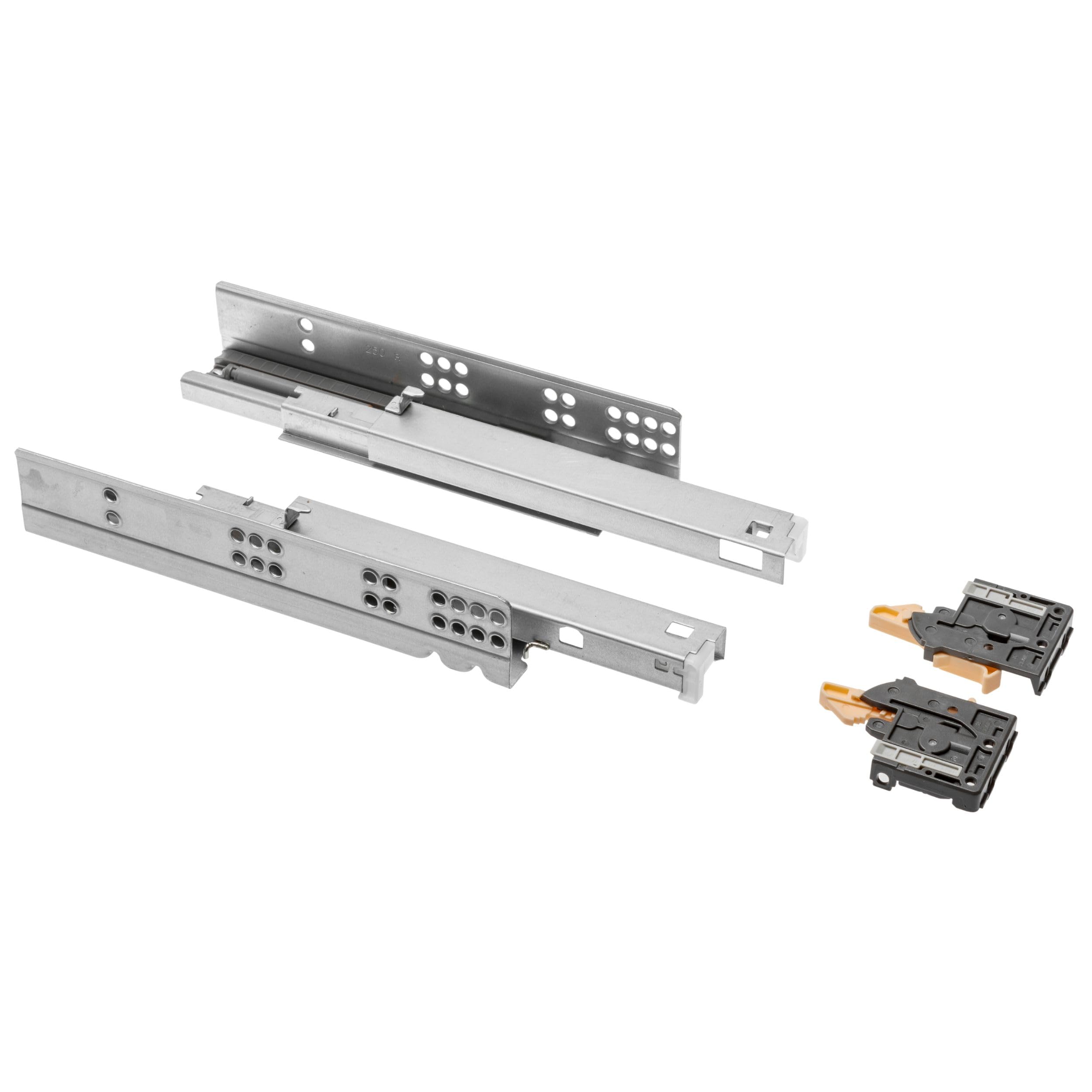 GTV - Underfloor Guides 1 Pair Drawer Slides with Soft Close System - Self-Closing Drawer Runners - Modern Slide with Damping, Full Extension, 300 mm, Maximum Load 35 kg