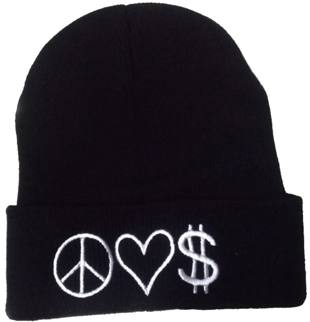 E Shine Co New Black Peace Love Money Embroidery Beanie Skull Cap Hip Hop Hat Buy Online In Angola At Angola Desertcart Com Productid
