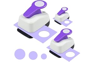 NOONIMUM Craft Circle Hole Punch, 3pcs Different Size of Scrapbooking Punches Crafting Designs for Office Supplies, Card Making, DIY Albums Photos, Circle Cutter for Scrapbook Crafts Purple