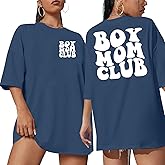 Boy Mom Club Shirt Mama Fashion Graphic Tee Shirts Mother Gifts T-Shirt Casual Short Sleeve Tee Tops