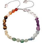 Jewever Irregular 7 Chakra Beaded Anklet Spiritual Energy Reiki Tumbled Stones and Crystals Ankle Bracelets for Women Yoga Meditation