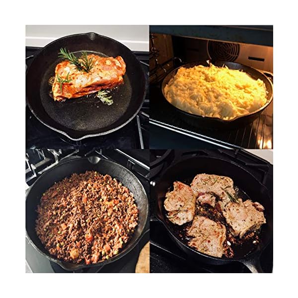 Pinnacle-Cookware-12inch-30cm-Pre-Seasoned-Large-Heavy-Duty-Cast-Iron-Round-SkilletFrying-Pan-Oven-Safe-Outdoor-Cooking-Black-Silicon-Handle-and-Red-Silicon-Scraper-Set-Included-37Kg Pinnacle Cookware - 12inch / 30cm Pre-Seasoned Large Heavy Duty Cast Iron Round Skillet/Frying Pan, Oven Safe, Outdoor…