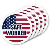 SmartSign "Safe Worker" Pack of 5 Hard Hat Labels | Retro-Reflective, 2" Circle