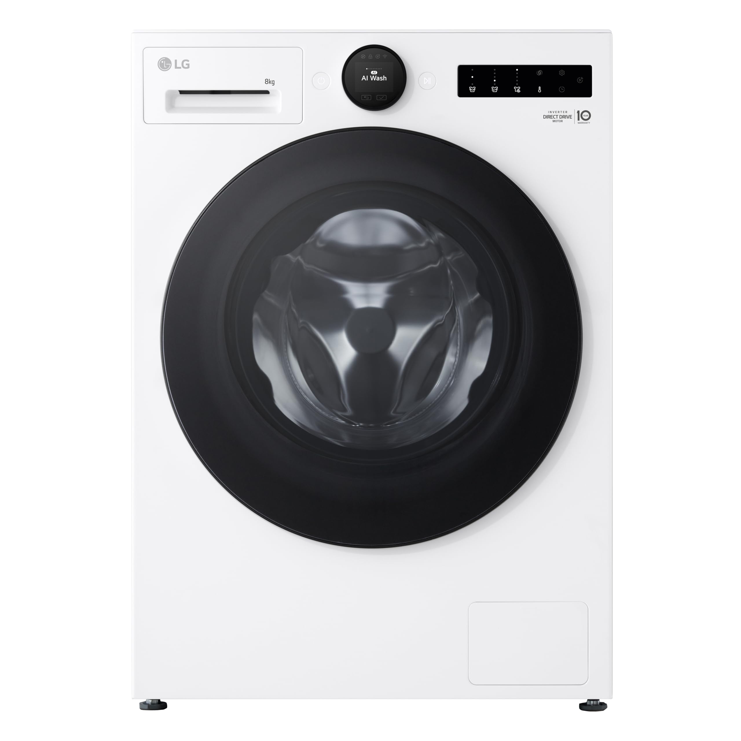 LG F4WX808YC Waschmaschine (8 kg, Energieklasse A-20%, 1.350 U/Min.) mit AI Wash, Easy-Touch Drehregler, TurboWash 360, Weiß