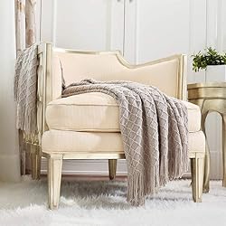 CREVENT Farmhouse Knit Throw Blanket for Couch Sofa