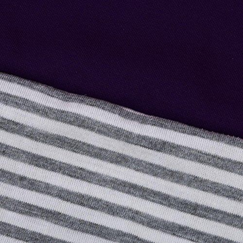 Chanyuhui Women Shirts Plus Size Clearance Casual Stitching Striped Short Sleeve Blouse Tunic Teen Girls Pullover Tops (M, Purple)