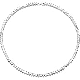FEEL STYLE Heart Tennis Necklace for Women - 4mm 6mm 18K White Gold Plated Diamond Necklace - Iced Out Choker Necklaces Cubic Zirconia Tennis Necklace 16-18inch