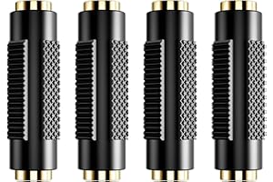 PANPEO 3.5 mm Female to Female Adapter, 3.5mm Stereo Jack to 3.5mm Stereo Jack Adapter Connectors Stereo Coupler Female to Female Gold Plated -4pack