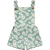 Ayalinggo Toddler Baby Girl Sunflower Print Overalls Shorts with Pocket Suspender Trousers Cute Summer Clothing Outfit