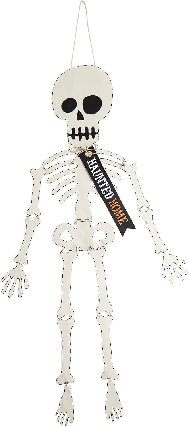 Wreath Hangers - Mud Pie Halloween Skeleton Door Hanger, White, 59