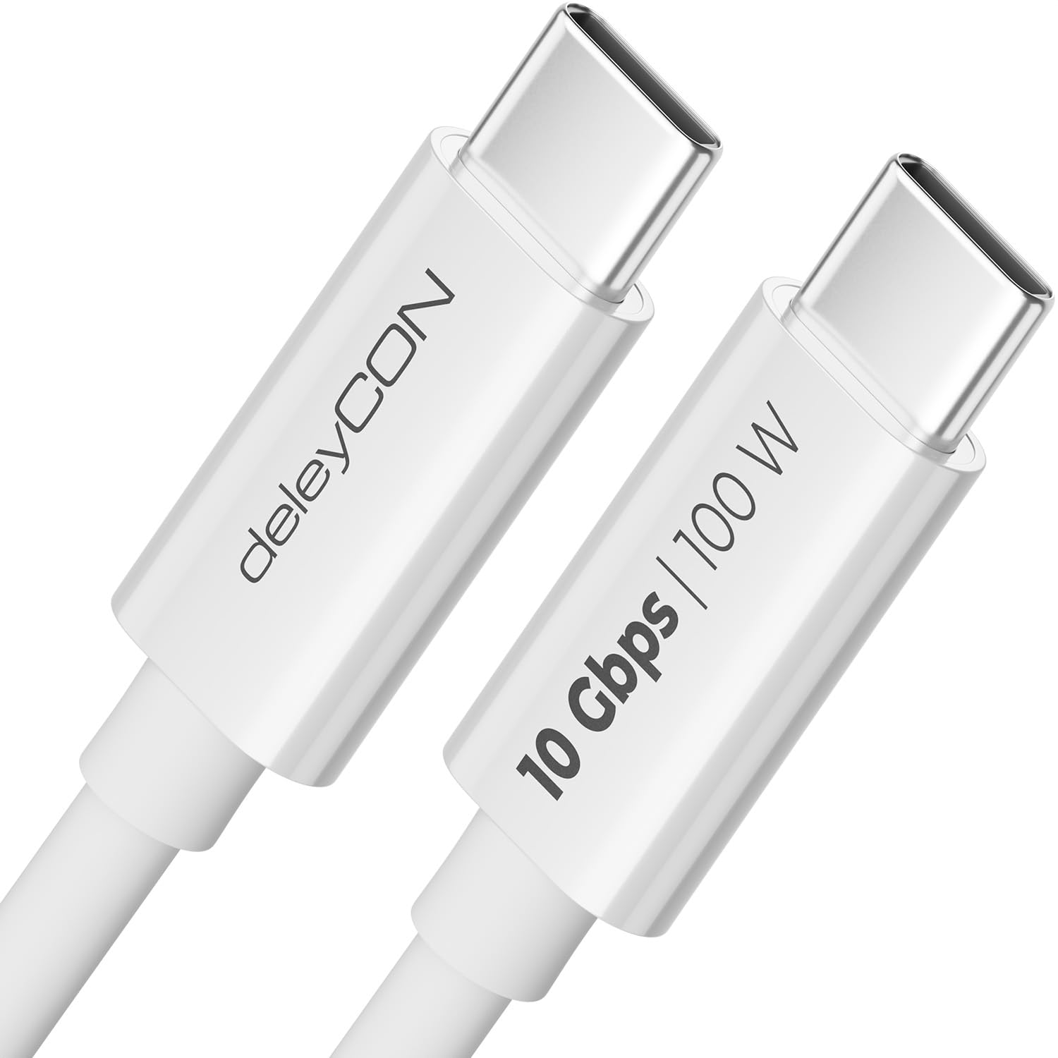 deleyCON 1m USB C Kabel USB3.2 Gen2 (10 Gbit/s + 100W Fast Charge) Ladekabel Datenkabel für SDD HDD Apple iPhone 17 16 15 Pro Max Air Galaxy S26 S25 S24 S23 iPad MacBook iMac Tablet Switch PS5 Weiß