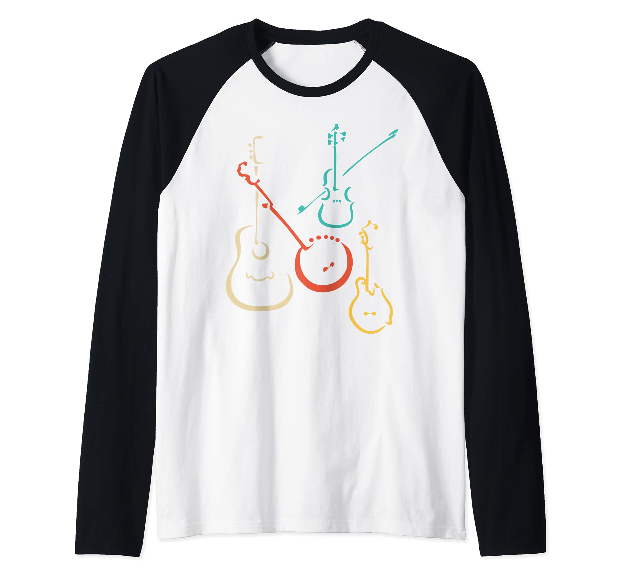 Retro bluegrass, mandolin, guitars, banjos, fiddles, Raglan Baseball Tee