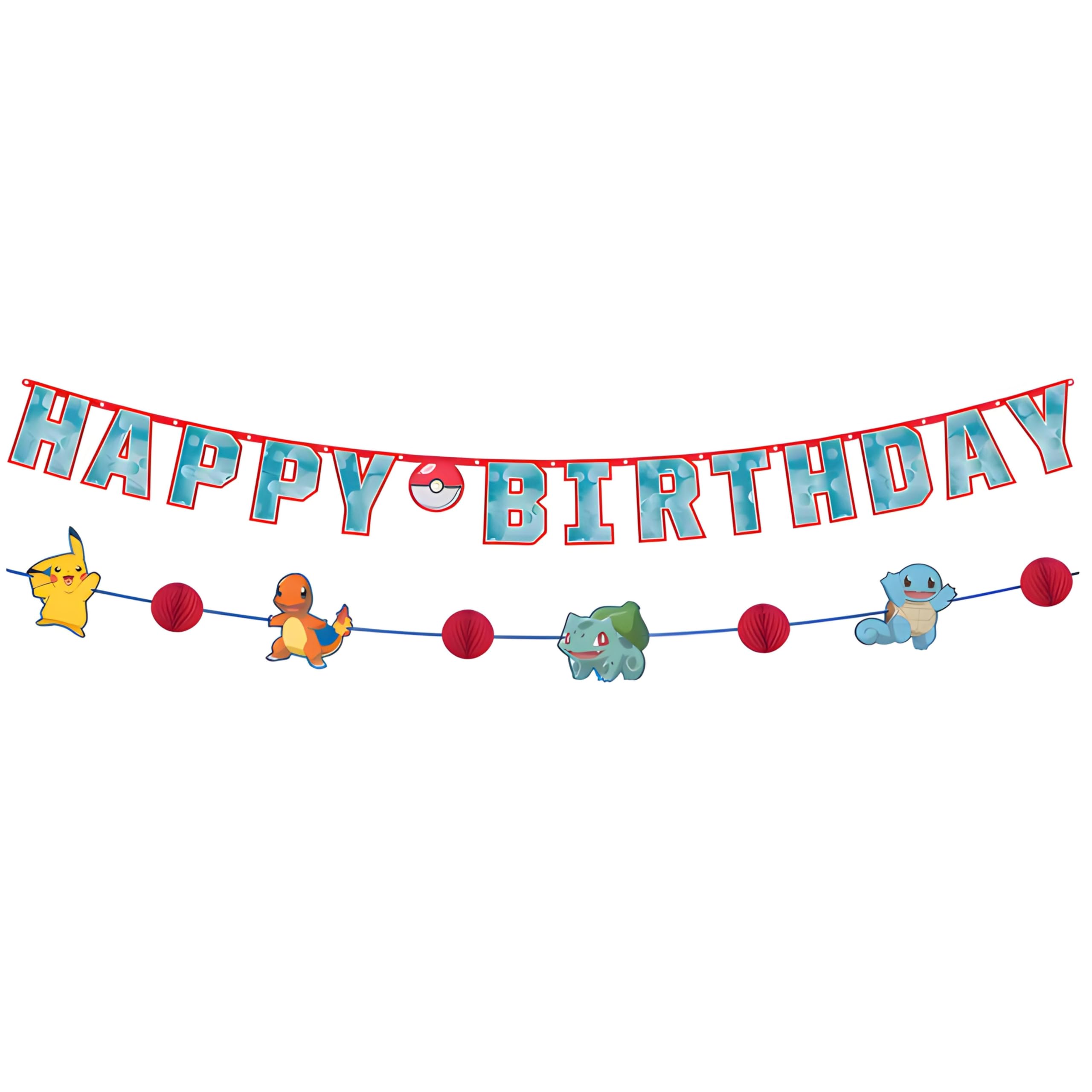 Photo 1 of Pokemon Paper Party Banner Kit (Pack of 2) - Easy to Hang Colorful Party Supplies, Ideal Party Decorations for Birthdays, Pokemon Themed Events & Kid's Parties
