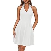 Lazysmile Summer Dresses for Women Sleeveless Halter Lapel V Neck Backless A Line Formal Cocktail Party Short Dress