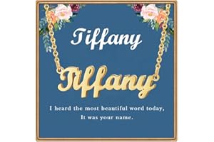 Ldurian Custom Name Necklace, Personalized Name Plate Pendant Necklace Pre Gifts, Charm Necklaces Jewelry for Birthday Anniversary