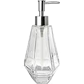 UHEY HOME Glass Liquid Soap Dispenser Bathroom 11.8oz Refillable Lotion Soap Dispenser with Rust-Proof Plastic Pump for Kitchen