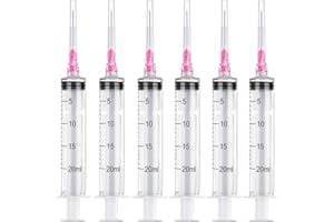 ULOVE PRS 12 Pack 20ml Plastic Syringe Luer Lock with 18Ga, Measuring Syringe Tool for Scientific Labs, Epoxy Resin, Craft, Machine Oil, Ink or Glue Applicator, Individual Package