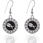 Inspired Silver - Silver Circle Charm French Hook Drop Earrings with Cubic Zirconia Jewelry