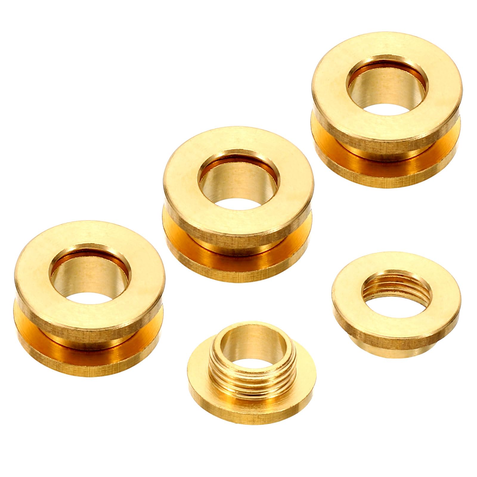 PATIKIL 8mm(1/3 Inch) Solid Brass Hole Eyelets, 4 Pcs Flat Self Backing Grommets with Washer for Leather Craft, Brass Tone — image 1