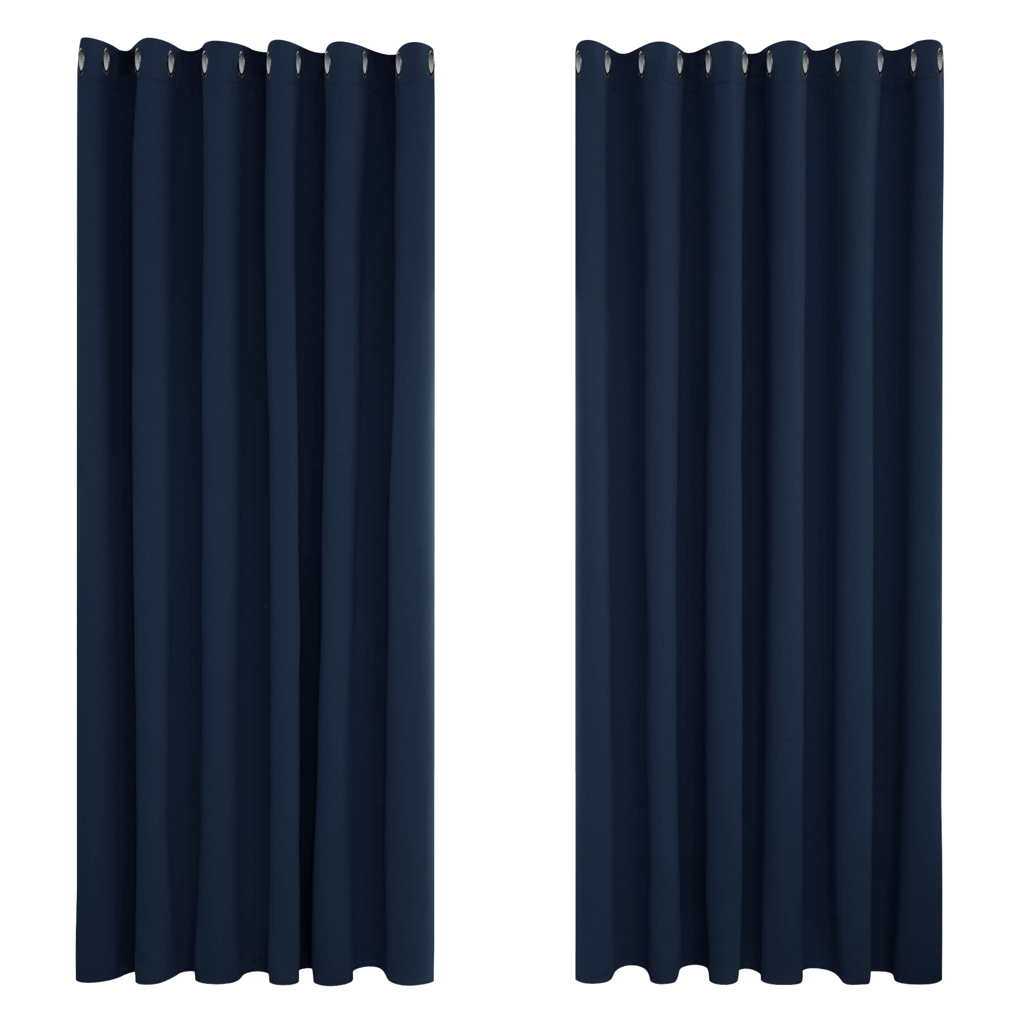 Deconovo Super Soft Thermal Insulated Eyelet Blackout Curtains for Bedroom 90 x 90 Inch Navy Blue 2 Panels