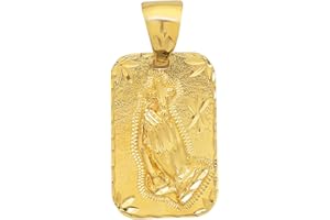 The Bling Factory Large 21mm x 34mm 14k Gold Plated Diamond-Cut Praying Hands Pendant,