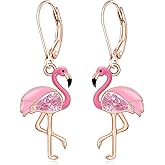 Talonior Flamingo Earrings for Women Sterling Silver Bird Pink Flamingo Dangle Earrings Jewelry Valentine Christmas Birthday Mothers Day Gift