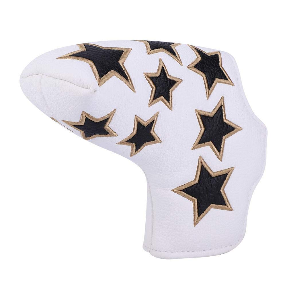 Alomejor Putter Cover Putter Headcover Leather Putter Head Cover with Magnetic Closure (White)