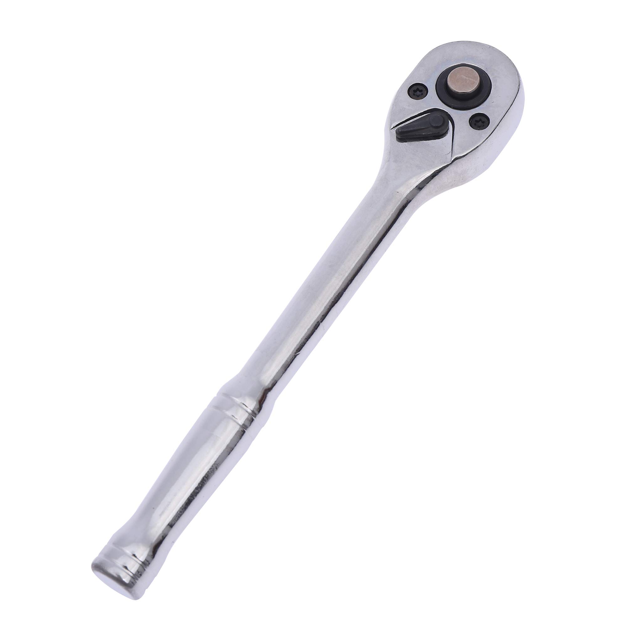 KATSU 1/4 Inch Drive 72-Teeth Quick Release Reversible Ratchet Socket Wrench Handle, Chrome Vanadium Mirror Polished, Auto Repair Garage Mechanical Tool, 160mm 421908