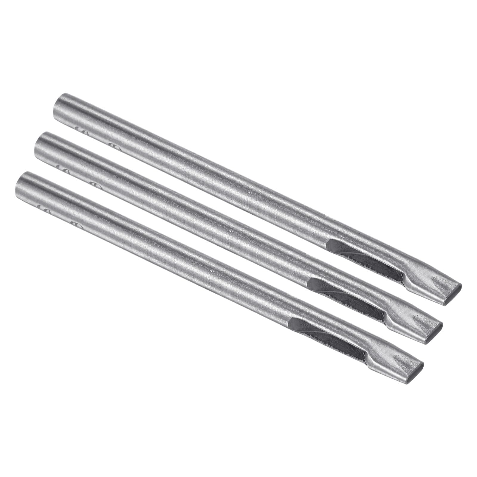 Kozelo 3pcs Oval Leather Hole Punch - [2 x 6mm] 45# Steel Flat Punch Cutter Tool Hollow Punching for Belt Leather Craft Clothes Use, 100mm / 4" Long