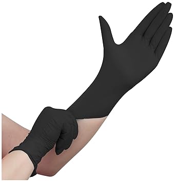 100 Stück schwarze Nitril Einweghandschuhe EN455 - puderfreie und unsterile Kochhandschuhe Tätowierhandschuhe Tattoo Handschu