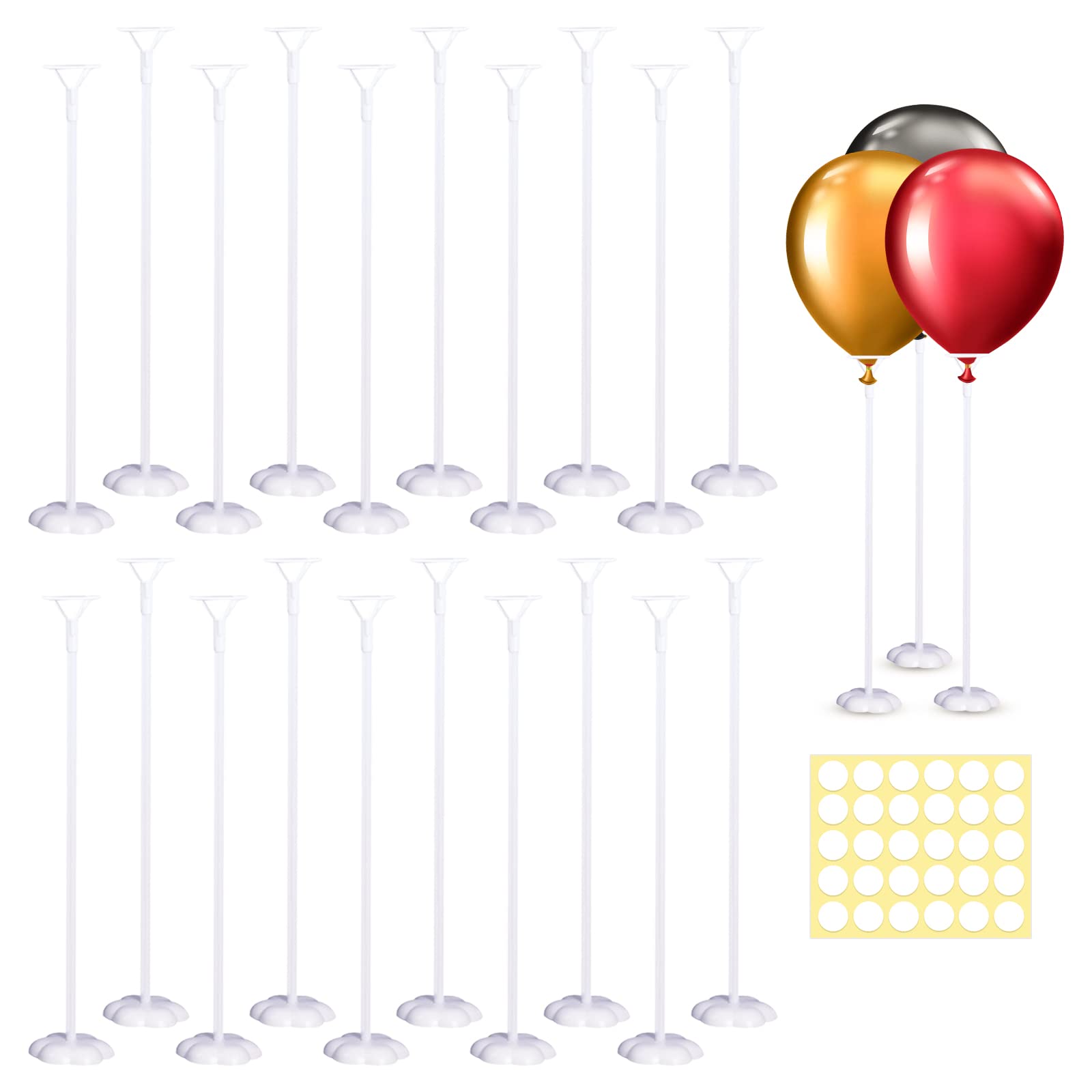 20 Sets Balloon Stand Holders Kit - Reusable Fastener Sticks With Cup and Base for Dining Table Display - Festival, Birthday Party, Wedding Decorations