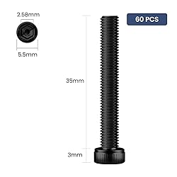 BNUOK 60pcs M3 x 35mm Hex Socket Head Cap Screws
