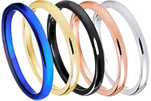 CLOUD DANCER Glory 2mm Rose Gold Tone Polish Comfort Fit Thin Domed Tungsten Carbide Ring Wedding Band-Free Customized Engraving