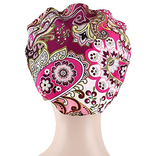 JoyRing 4 Pack Adjustable Surgical Scrub Cap Medical Doctor Bouffant Hats with Sweatband and Free Cotton Mask (Set K)
