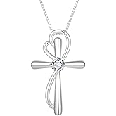 Vinoya Cross Necklace for Women 925 Sterling Silver Cross Necklace Heart Cross Pendant Necklace Cubic Zirconia Jewelry