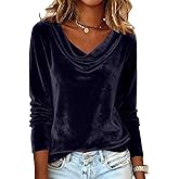 Womens T Shirts, Tops for Women Trendy 3/4 Sleeve Shirts Satin Blouse Business Office Pullover Shirt Crewneck Tees