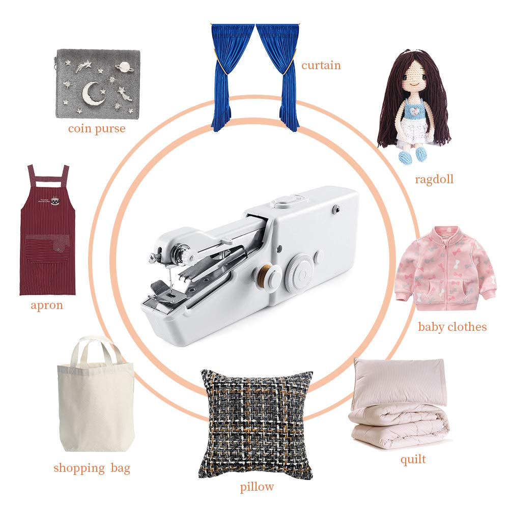 Handheld Sewing Machine Mini Portable Electric Stitching Machine Fabric Clothing Cordless Craft Sewing Machine for Home Travel